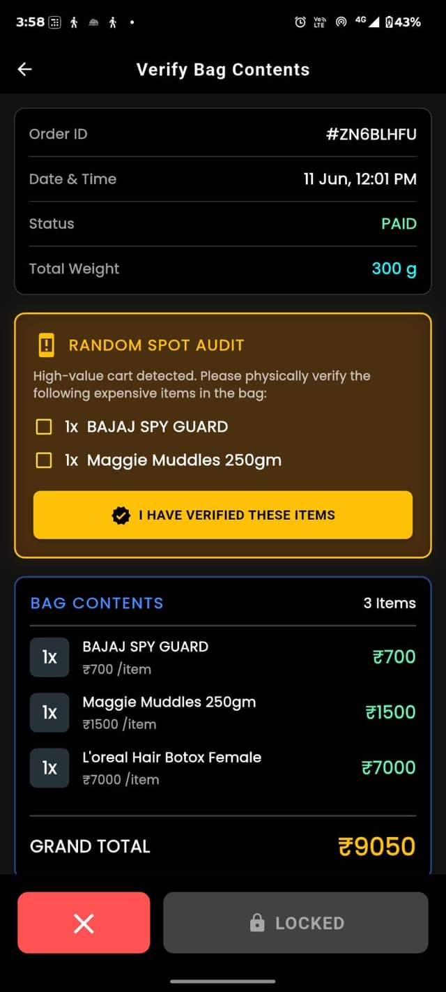 Spot Audit Screen